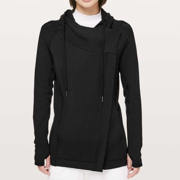 Lululemon Coast Easy Wrap‎ Casual Cocoon Jacket Black Size 10 - Picture 1 of 13